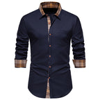 Herren Elegantes Langarmhemd mit Kontrastdetails R&B