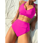 Damen High-Waist Bikini mit elegantem Wickeldesign und verstellbaren Trägern R&B