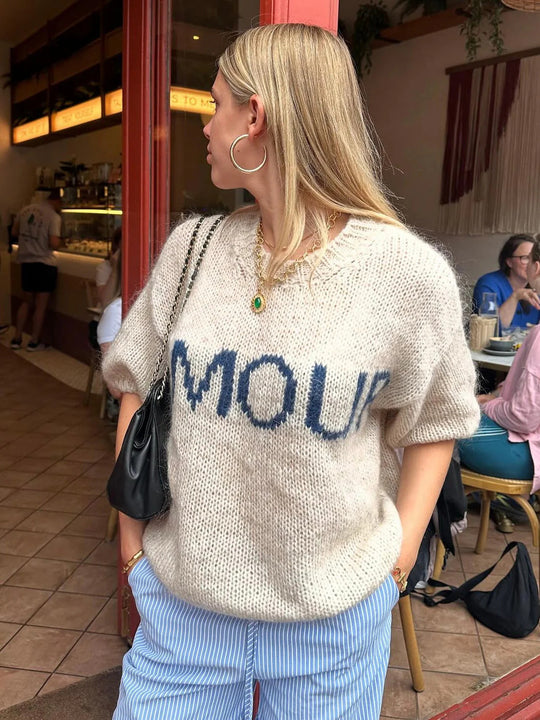 Damen Rundhals-Strickpullover mit oversized Schnitt R&B
