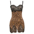 Damen Elegantes Spitzen-Nachtkleid mit Leopardenmuster und verführerischen Details R&B