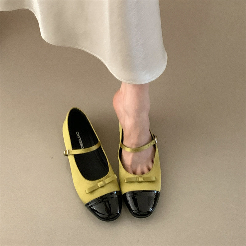 Damen Elegante Ballerinas mit dekorativer Schleifenverzierung und hochwertiger Lederoberfläche R&B