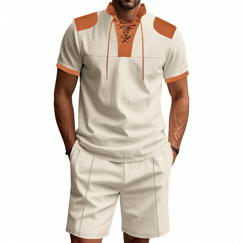 Herren lässiges Sport-Set mit dezenten Kontrastdetails und funktionalem Kragen