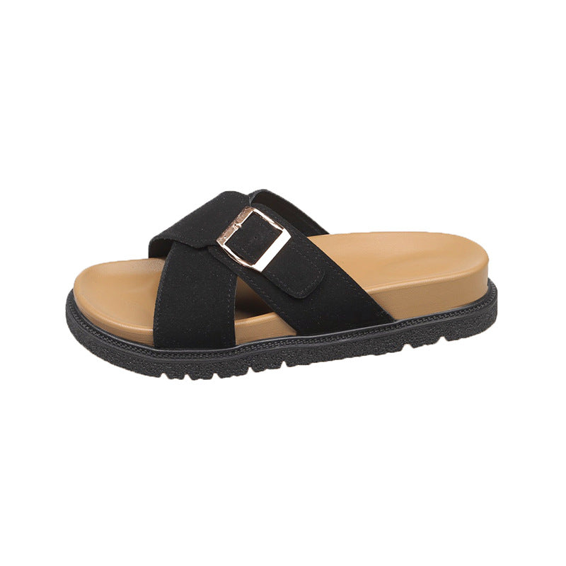 Damen Komfortable Mules mit modischem Schnallen-Detail