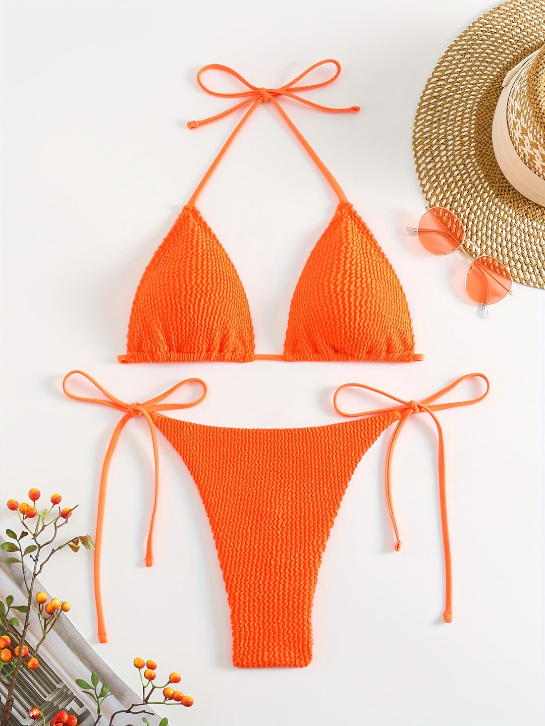 Damen Triangel-Bikini-Set mit verstellbaren Bindebändern R&B