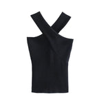 Damen Stricktop mit künstlerischem Kreuz-Träger Design R&B