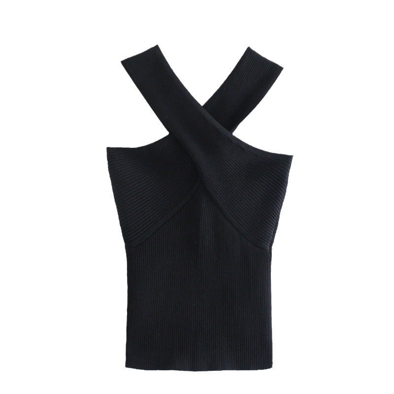 Damen Stricktop mit künstlerischem Kreuz-Träger Design R&B