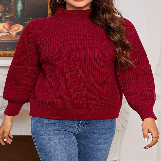 Damen Hochgeschlossenes Rippstrickpullover R&B