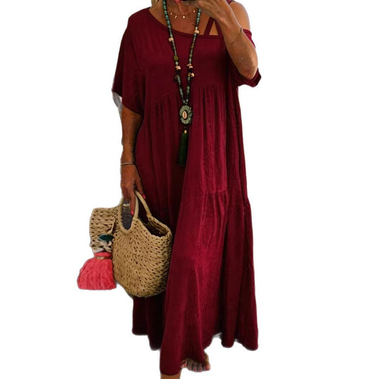 Damen Maxikleid mit lässigem Schnitt und asymmetrischem Design R&B