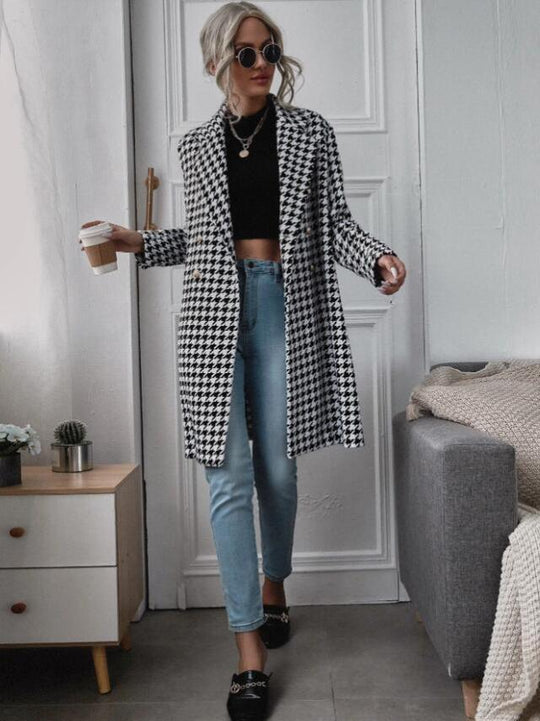 Damen Karierter Longblazer mit elegantem Schnitt R&B