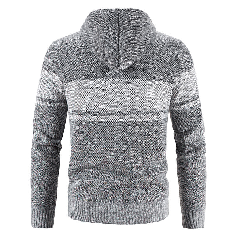 Herren Strickjacke mit Kapuze und warmem Fleece-Innenfutter