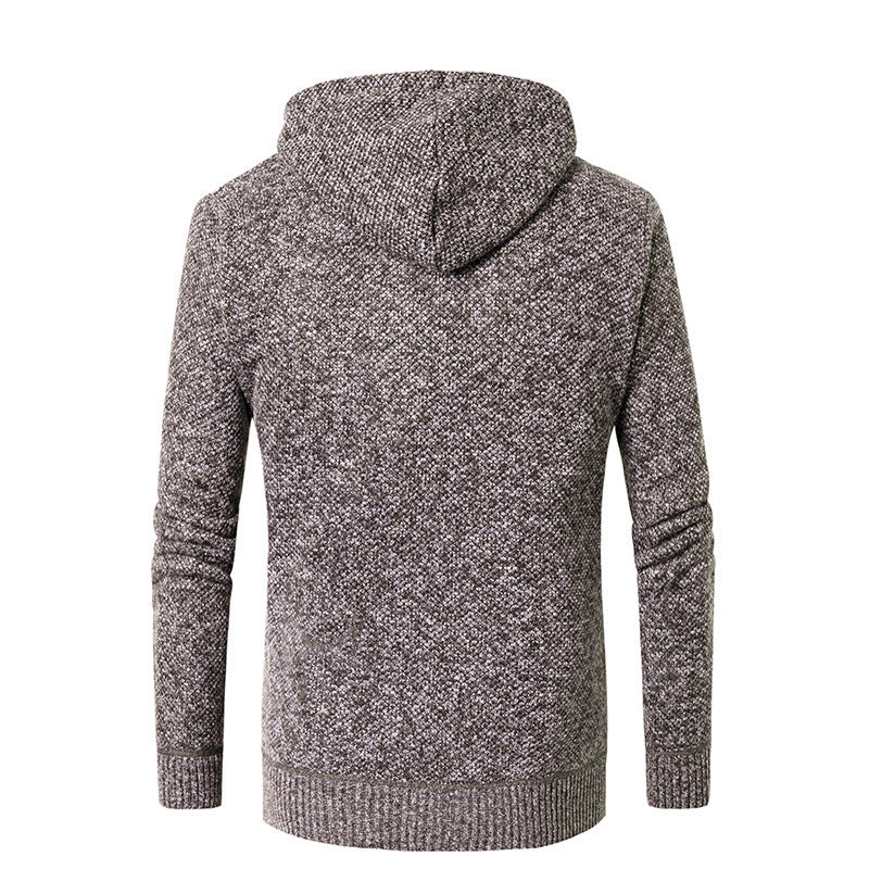 Herren moderne Strickjacke mit Kapuze und weichem Innenfutter R&B