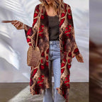 Damen Lässige Kimono-Jacke mit buntem Muster und weitem Schnitt R&B