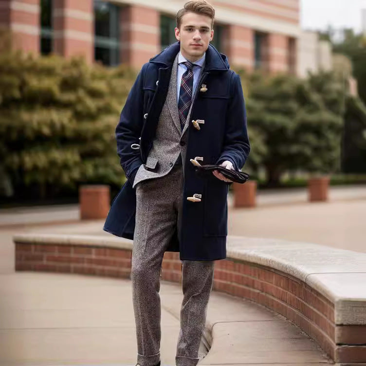 Herren Stilvoller Dufflecoat mit Knopfdetails R&B
