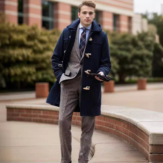 Herren Stilvoller Dufflecoat mit Knopfdetails R&B
