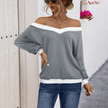 Damen Off-Shoulder Pullover im modernen Waffelstrick R&B