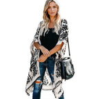 Damen Luftige Kimono-Cardigan mit aufwändigem Muster und fransenbesetzten Saum R&B