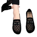 Damen Elegante Ballerinas mit transparentem Mesh-Einsatz und modischer Schmuckdetail R&B