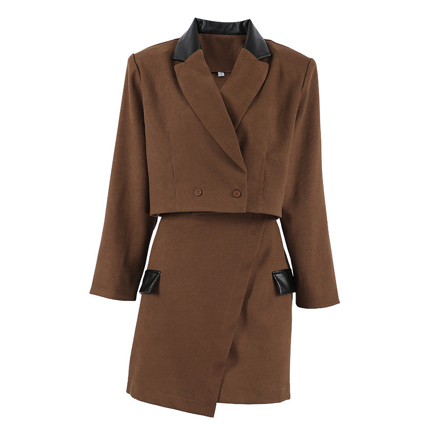 Damen modisches Blazer-Kleid mit eleganten Taschen und tailliertem Schnitt R&B