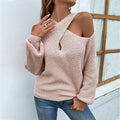 Damen modischer Pullover mit schulterfreiem Design und verspieltem Schlitz