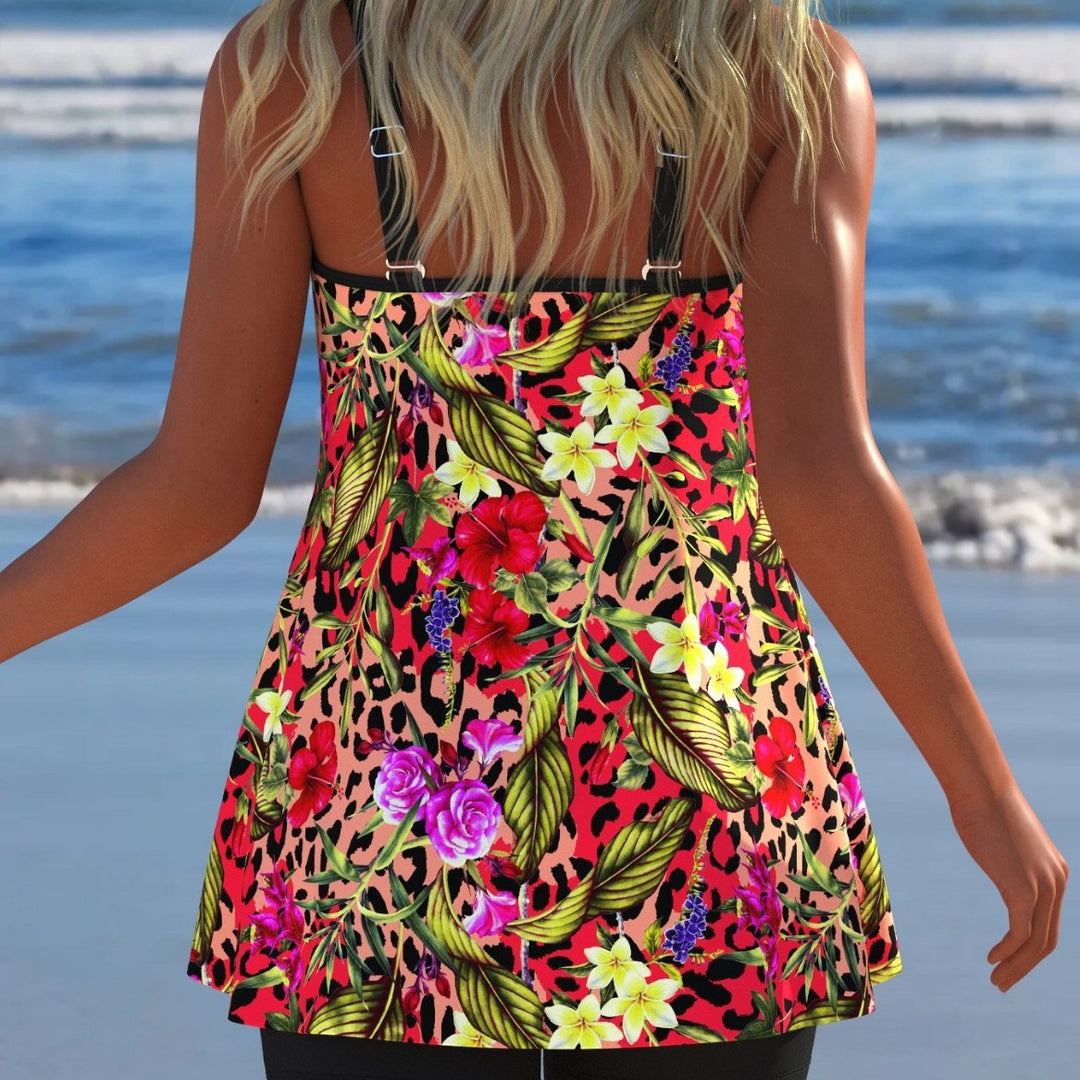 Damen Schwimmanzug mit modischem A-Linien-Schnitt und floralem Design R&B