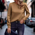 Damen Strukturierter Pullover mit puffärmeligen Details R&B