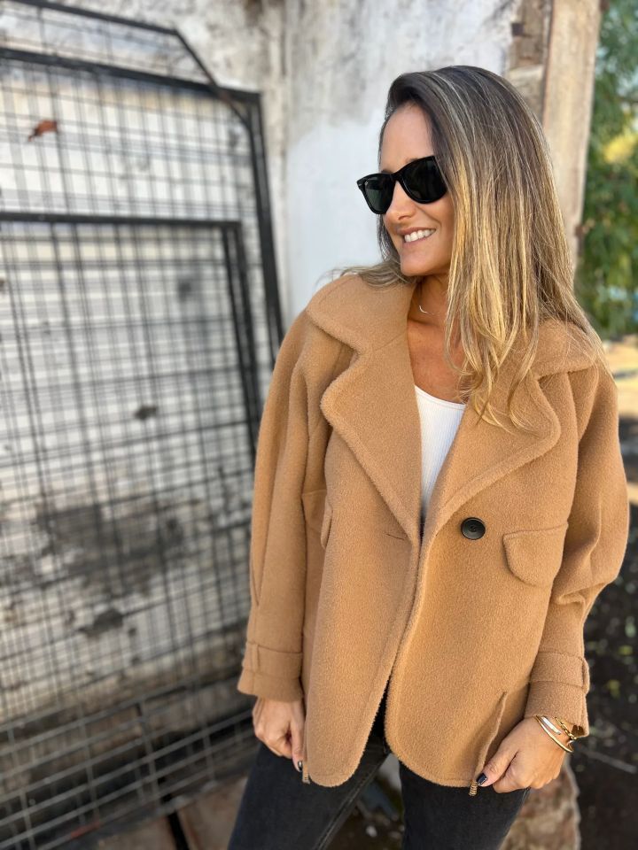 Damen Lässige Oversized-Jacke mit stylischem Kragen und Knopfverschluss R&B