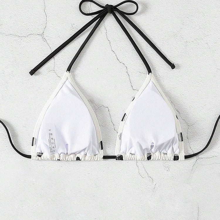 Damen Triangel-Bikini-Oberteil mit verstellbaren Trägern und Polka-Dots R&B