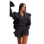 Damen eleganter Jumpsuit mit Rüschendetails R&B