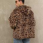 Herren kuschelige Fleecejacke im Leopardenmuster R&B