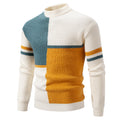 Herren Strickpullover mit modernem Farbblockdesign und hohem Kragen R&B