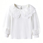 Mädchen Bluse mit Spitzenkragen und transparenten Ärmeln R&B