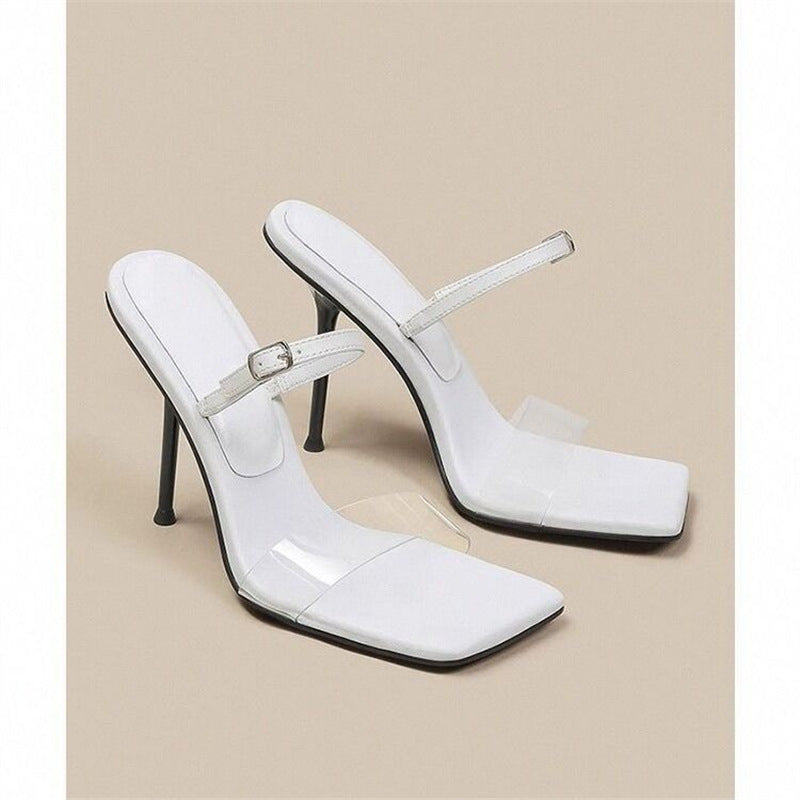 Damen transparente Slingback Sandalen mit elegantem Quadratabsatz R&B