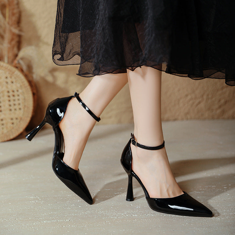 Damen Hochglanz Slingback-Pumps mit verstellbarem Riemen