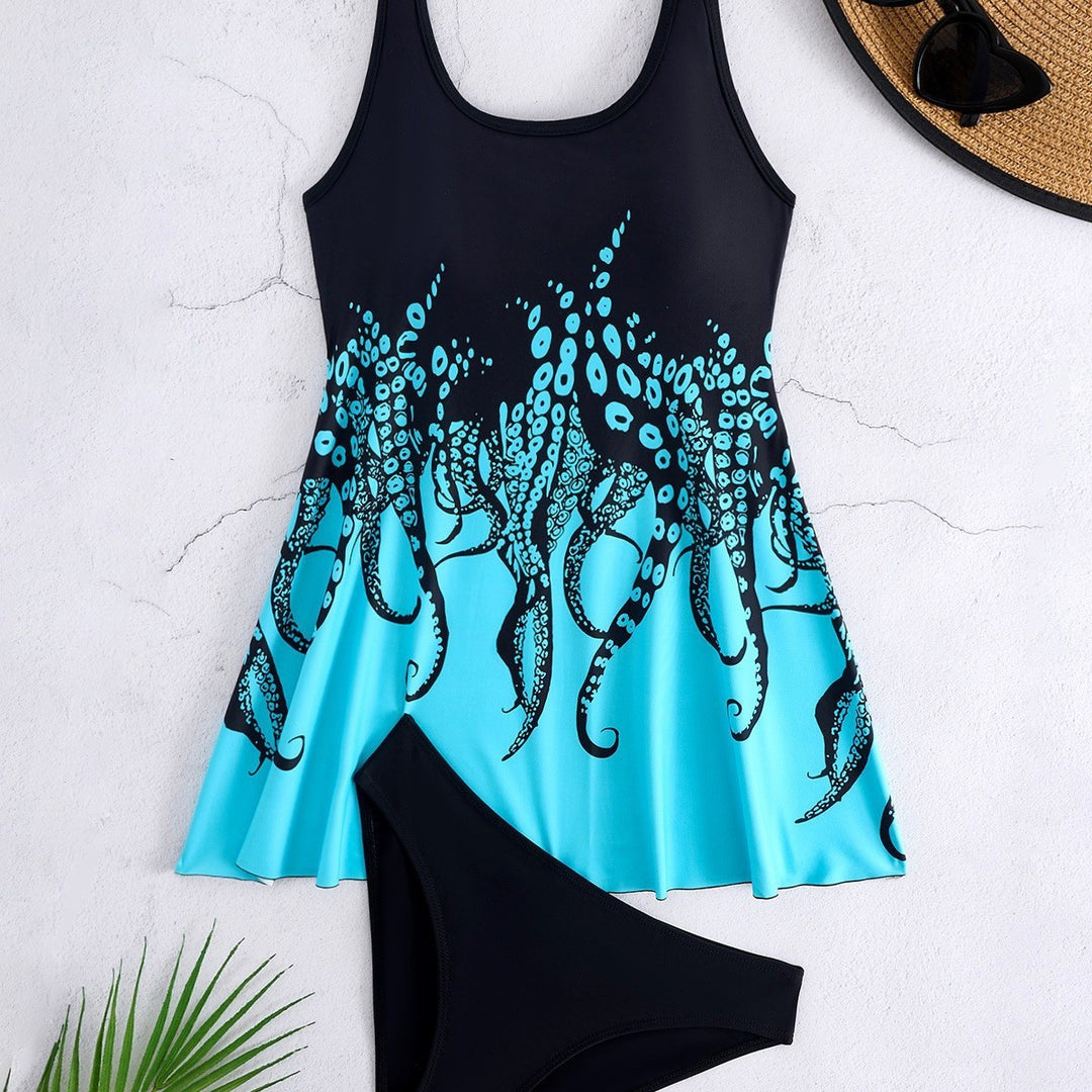 Damen Tankini-Set mit eleganter Flatteroptik und modernem Tiermotiv R&B