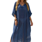 Damen luftiger Strandkaftan mit V-Ausschnitt R&B