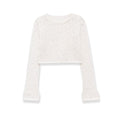 Damen Cropped Strickoberteil mit elegantem Längs-Muster R&B