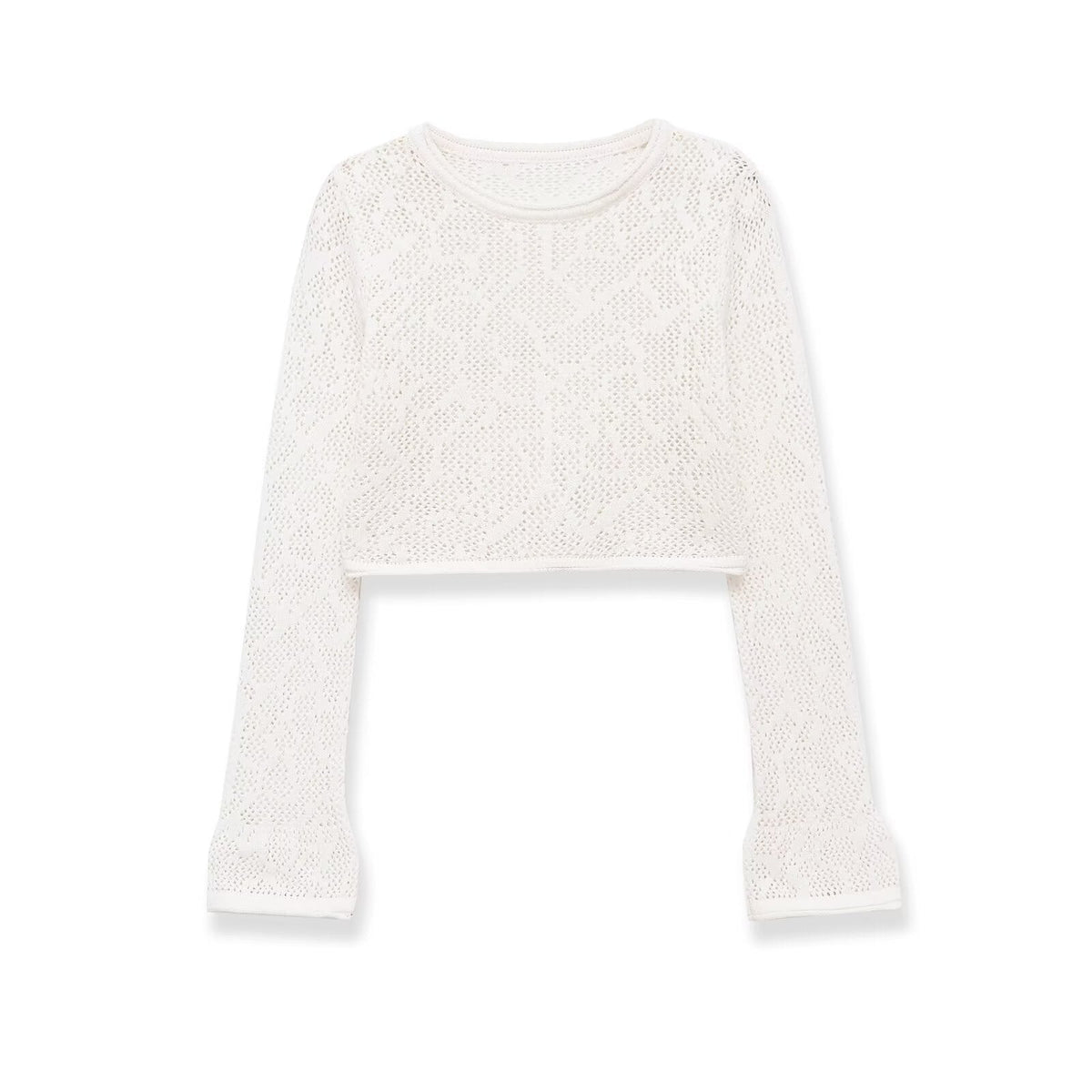 Damen Cropped Strickoberteil mit elegantem Längs-Muster R&B