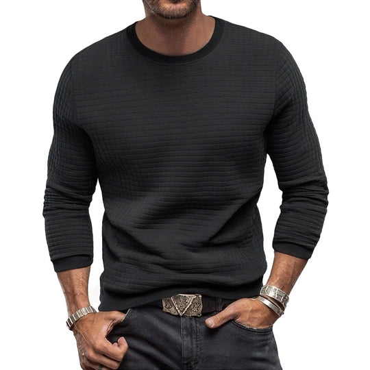 Herren nan strukturiertes Rundhals-Sweatshirt aus gesteppter Baumwollmischung R&B
