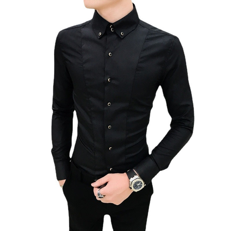 Herren Elegantes Langarmhemd mit feinen Knopfdetails R&B
