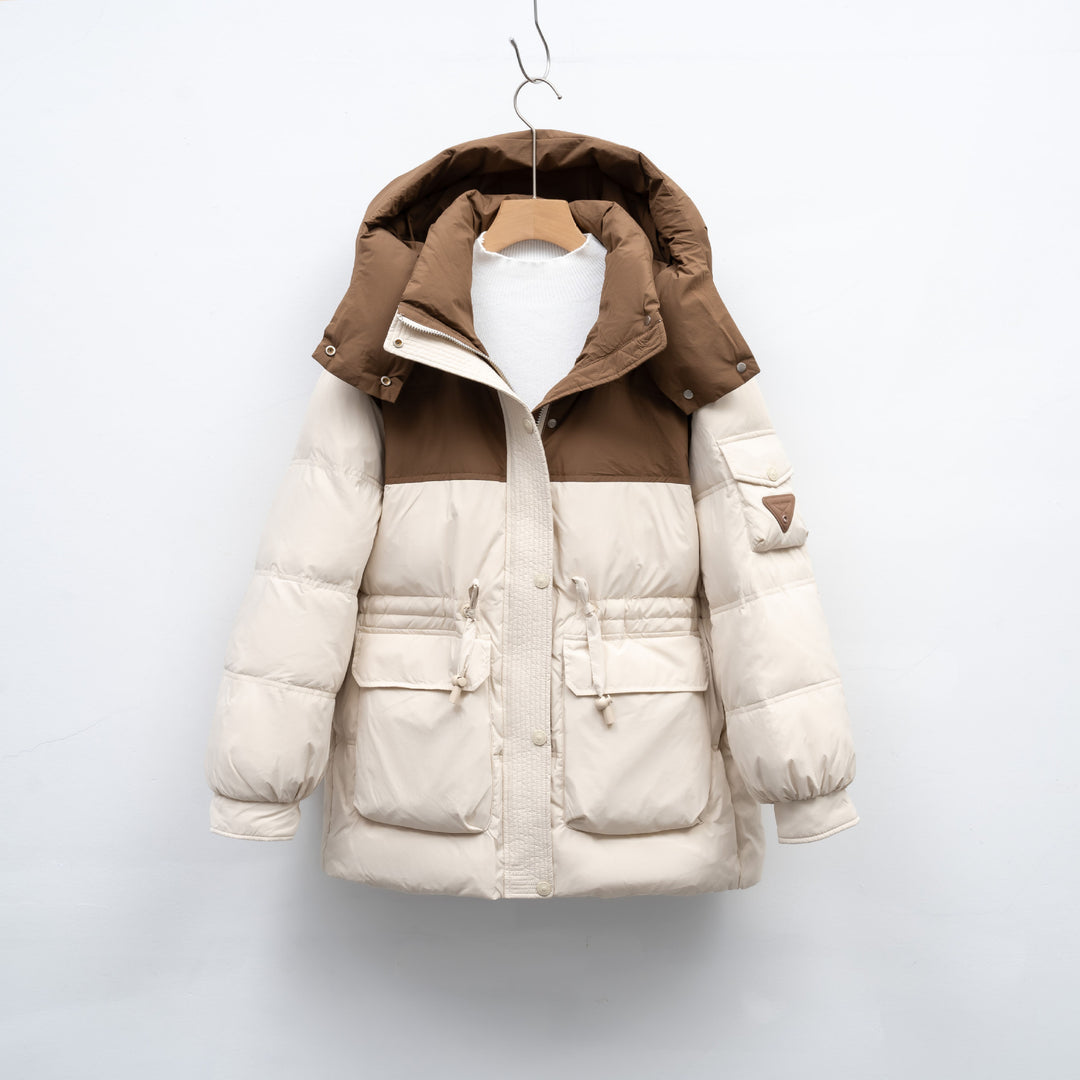 Damen modische Winterjacke mit funktionalen Taschen und großzügiger Kapuze R&B