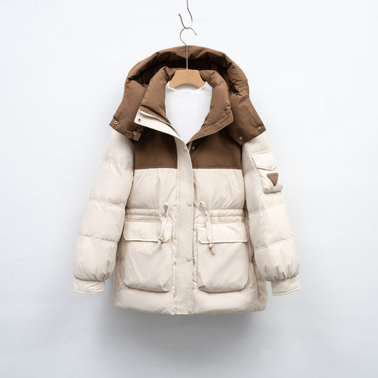 Damen modische Winterjacke mit funktionalen Taschen und großzügiger Kapuze R&B