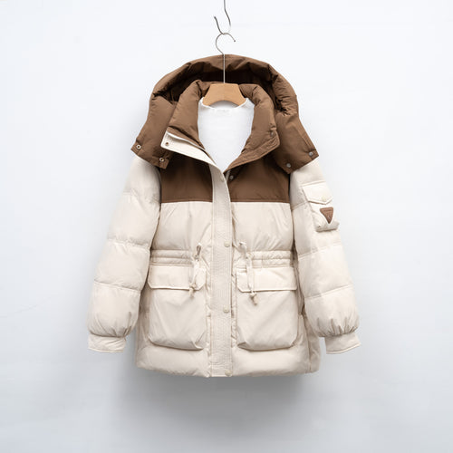 Damen modische Winterjacke mit funktionalen Taschen und großzügiger Kapuze R&B