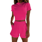 Frauen Freizeit Kurzarm-T-Shirt und Shorts Set R&B