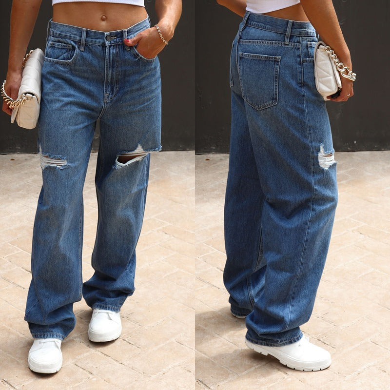 Damen Weite Jeans mit lässiger Vintage-Optik R&B