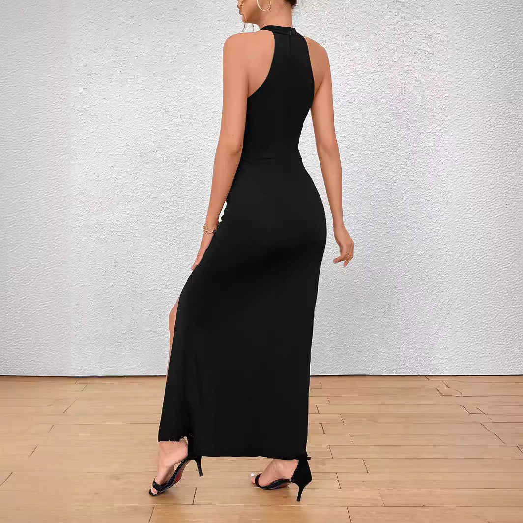 Damen Elegantes Maxikleid mit hohem Schlitz und Raffdetails R&B