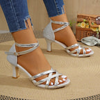 Damen elegante Riemchen-Pumps mit modischem Glitzer-Riemendesign R&B