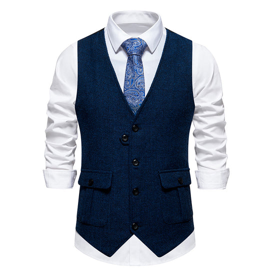 Herren elegante Weste im strukturierten Hahnentrittdesign R&B