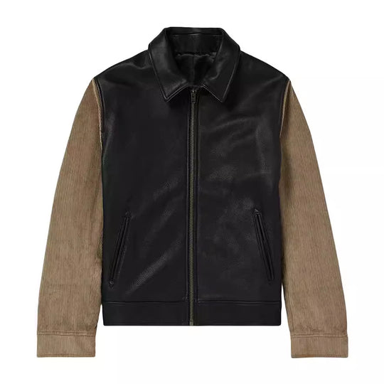 Herren modische Kunstlederjacke im modernen Design mit strukturierten Ärmeln R&B