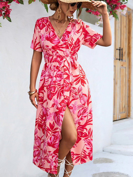 Damen Wickelkleid im floralen Design mit eleganten Rüschendetails R&B