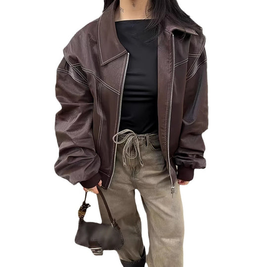 Damen lässige Oversized-Bomberjacke R&B